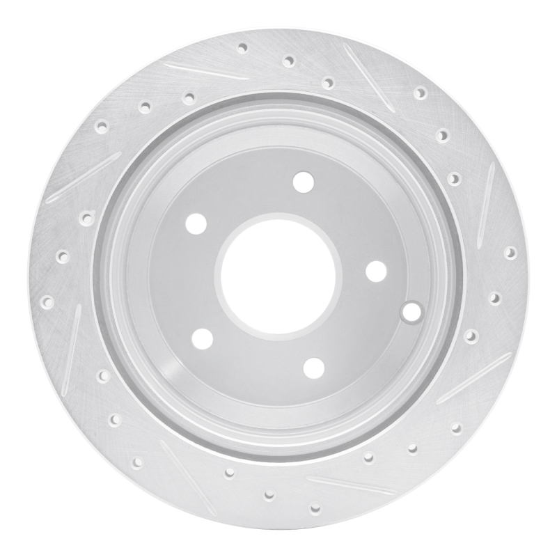 Pontiac GTO Brake Rotor (1) - Rear Left - R1 Concepts - Drilled & Slotted - Silver - `05-`06
